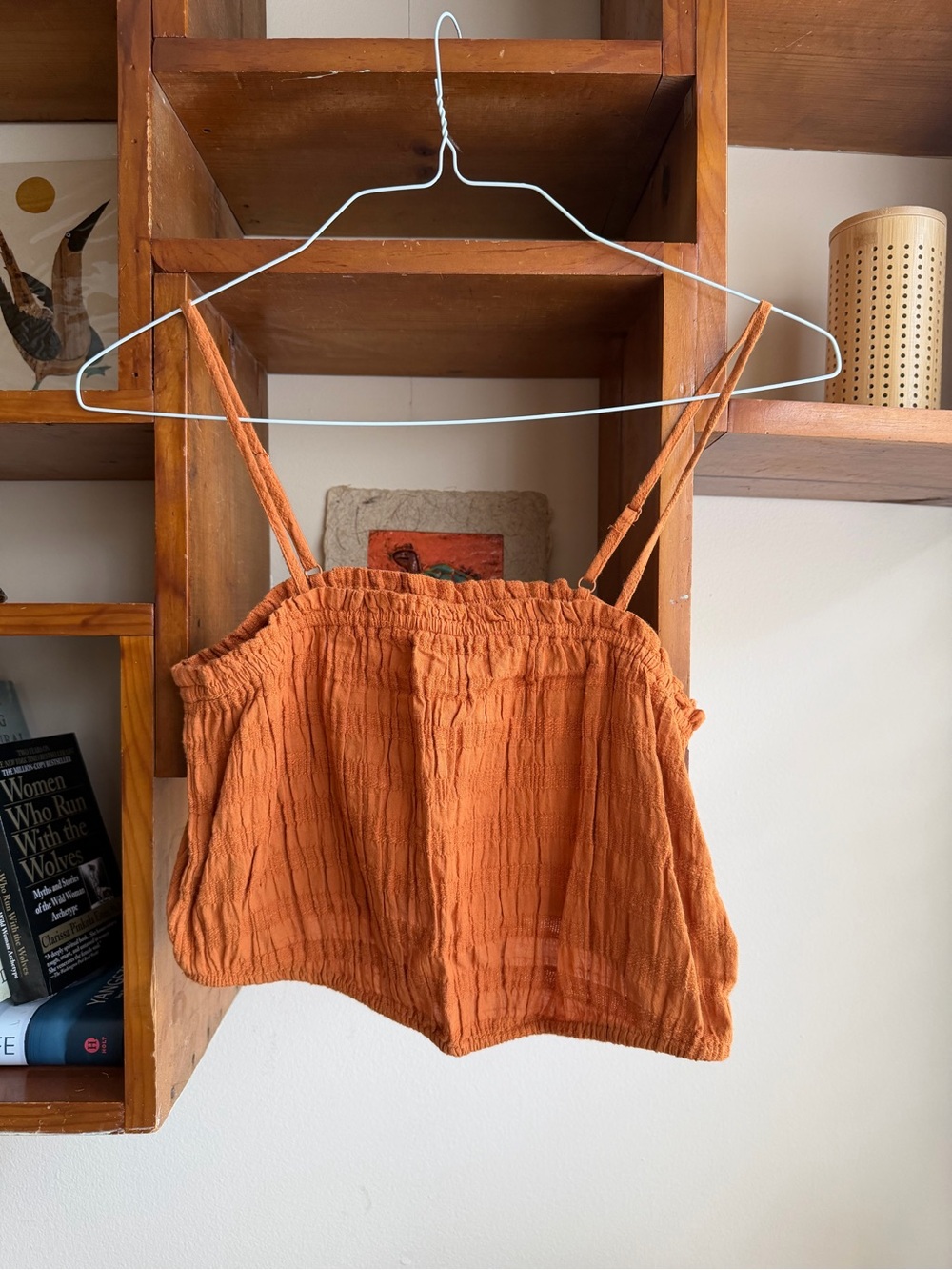 aerie Crinkle Tube Crop Top (Rust | Orange | Small)